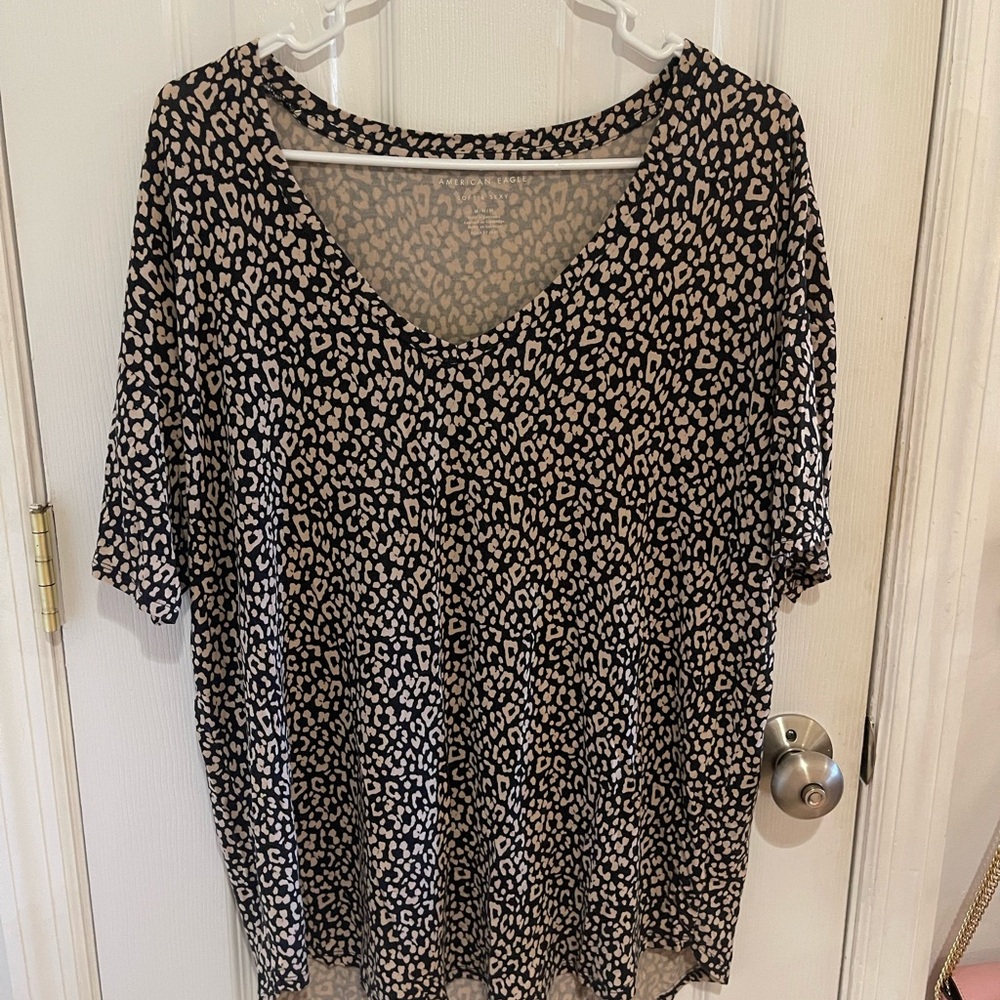 American Eagle Outfitters Black and White Animal Print Top